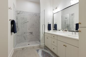 Bath spas with tile showers & glass doors*